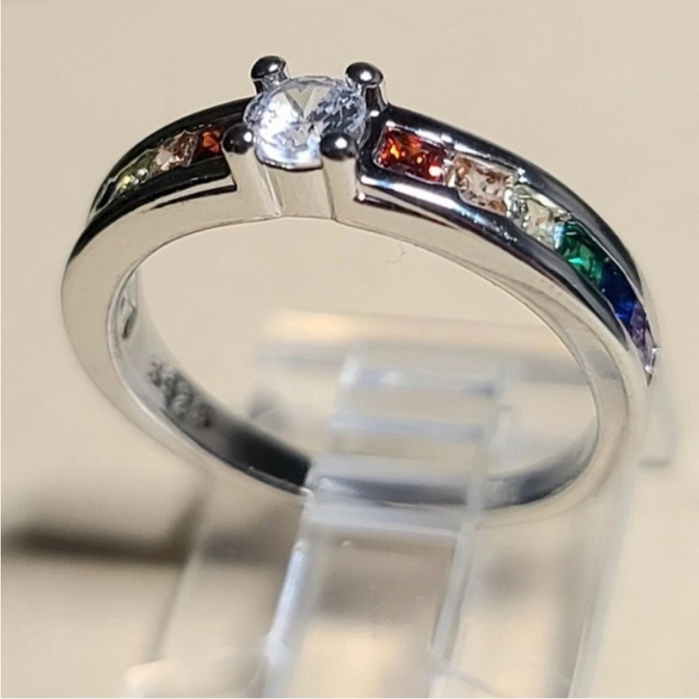 925 Sterling Silver Rainbow Ring - Picture 5 of 5